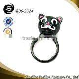 2015 Fashion White Paint Wholesale Black Funny Ring Design Animal Head Ring thumbnail-1