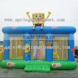 Newest and cheap SpongeBob Classical inflatable bouncer and slide combo castle