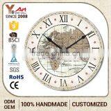Hot New Products Custom-Made Decorative Vintage Mdf World Time Zone Wall Clock
