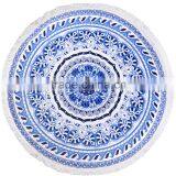 Large Circle Cotton Towel With Tassel Reactive Printing Round Beach Towel thumbnail-1