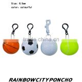 football and basketball shapel packed PE rain poncho for promotion