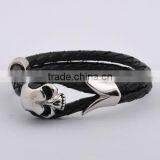 2013 New Black Leather Stainless Steel Skull Bracelet(FB20023) thumbnail-1