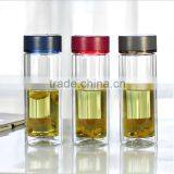 Hot Sale Double Wall Insulated Tea Glass Bottle Three Color Tea Cup Water Bottle thumbnail-2