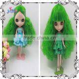 Hot sales shag afro curly bright green neo blythe doll wigs