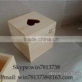 Low Price Natural Pine Wood High Quality Christmas Gift Package Box With Heart Shape Lid Square Tea Flower Box In Stock 13*13*13 thumbnail-3