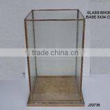 Square Lantern With Brass Base in Natural Brass Finish