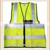 High Visibility Pocket Safety Zipper Vest With Reflective Strips Universal Size thumbnail-3