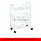 Rolling Cart Wire Shelves 3-tier Storage Holder thumbnail-1