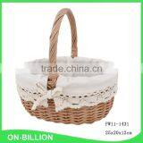 Vintage Handled Multipurpose Wicker Basket With Liner thumbnail-1