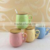 Assorted Color Ceramic Coffee Mug With Cover and Spoon thumbnail-1