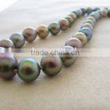 Fashionable 9-10 mm Peacock Green Freshwater Pearl Necklace thumbnail-3