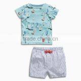 2017 Wholesale Baby Boy Clothes 100% Cotton Kids Short Sleeve Clothing Set thumbnail-2