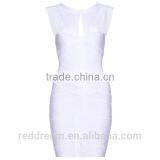 Hot Sale Women Sexy White KeyHole Halter Bandage Dress 90%Rayon Factory Direct Wedding Dresses H065 thumbnail-5