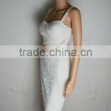 Hot 2015 Newest White Lace 2 Piece Set Knee Length Sexy Lady HL Bandage Dress Night Wear Celebrity Slim Dress thumbnail-3