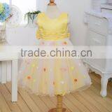 MGOO High Quality OEM Brand Girl Latest Design Baby Frock Yellow Dot Satin Community Dress 0-381 thumbnail-5