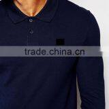 Cheap Price Muscle Long Sleeve Polo With Logo In Navy/Breathable Polo Collar T-shirt/Two Button Blacket T-shirt thumbnail-3