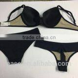 Factory Custom Make Model Fancy Black Briefs Bra Set Transparent Sexy See Trough Women Underwear