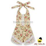 New Model Design Polka Dots Printed Halter Sleeveless Lace Trim Baby Girl One Piece Climbing Romper Harem Jumpsuit thumbnail-2