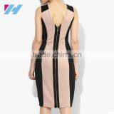 New Ladies Picture Fashion Contrast Color Short Pencil Dresses 2017 Design thumbnail-3
