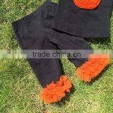 Girls Boutique Halloween Outfits Kids Ruffle Pants Sets Girls Halloween Clothes Necklace and Headband thumbnail-4