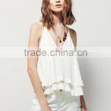 2016 Guangzhou Shandao Manufacture High Fashion Summer Sexy Spaghetti Strap Loose White Chiffon New Style Top For Girls thumbnail-4