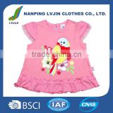 Newest design baby girls' lovely print applique baby t shirts ,high quality custom cotton tee shirt 0-12M
