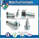 Made In Taiwan Diameter M3 to M12 Length 25mm to 300mm Hex Head Slot Recess Wafer Head Phil Recess Indent Self Drilling Screws thumbnail-3