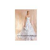 A Line Wedding Dress Strapless Floor Length Taffeta White thumbnail-1