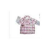 ODM Red, Blue Cotton Short Sleeve Summer Kids Plaid Shirts,Baby Sets Boys Lapel Blouse thumbnail-1