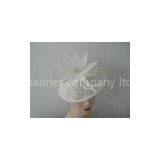 White Sinamay Base Elegant Ladies Fascinators Trimmed With Feather Flower For Carnival thumbnail-1
