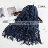 New Fashion Custom Lash Lace Trimming Viscose Hijab Scarf thumbnail-2