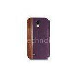 Natural Wood And Leather Samsung Galaxy S4 Folio Case , Personalized Cell Phone Cases thumbnail-1