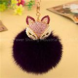Fox Fur Ball Pearl Pendant With Artificial Fox Head Inlay Pearl Chain For Women Handbag Or Cellphone Quite Cheap