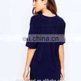 New Fashion Design Lady Blouse Woven Fabric V-neck Short Sleeve Woman Blouse thumbnail-3
