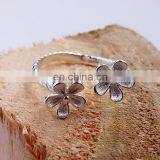 Fashion accessories opening ring double flowers argent ring