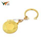 Wholesale Custom Round Blank Gold Tuebo Keychain With Engraved Logo