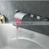 Chrome LED Wall Mount Water Mixer Tap Waterfall Faucet Basin Sink Bathtub Tap thumbnail-4