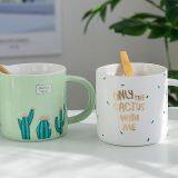 Chinese Factory Ins Style Fashionable Green Cactus Handmade Ceramic Mug