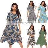 LAITE D2151 Women Printed Casual Dresses Ladies Short Sleeve V-neck Casual Dresses thumbnail-7