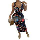 LAITE D2114 2020 New Arrivals Ladies Butterflies Printed Dress Women Summer Casual Dresses thumbnail-5