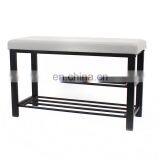 Customized Fabric Hallway Shoe Rack Seat With Metal Steel Double Size Bench Organizer Holder Rack Living Room Furniture thumbnail-3