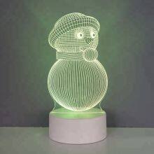 3D Illusion Creative Snowman RGB Bedside Night Lamp for Christmas Gift thumbnail-2