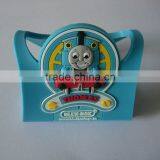 blue color cartoon car bus embossed logo soft pvc phone holder