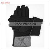 2016 New Style Woolen Gloves With Leather Wrist for Women thumbnail-3