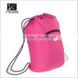 Wholesale Cheap Small Pink Polyester Outdoor Gym Backpack Drawstring Bag