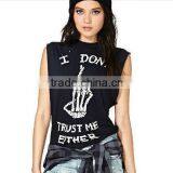 Custom Printed High Neck Sleeveless T Shirt Girls Cotton Singlet Promotional Own Design Tank Tops thumbnail-3