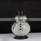 Snowman Shape Mosaic Glass Hanging Lantern for Christmas Outdoor Decoration thumbnail-1