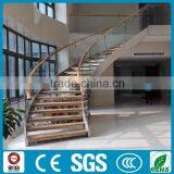 Office Building Commercial Wood Staircase Stainless Steel Framed thumbnail-6