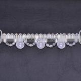 (M0985) 94mmx20mm,16mm Bar, Rhinestone Connector for Hair Jewelry,silver Plating,all Crystals and Pure White Pearl thumbnail-1