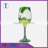 Trust wholesale custom Glassware Manufacture 320ml Green hand printed Goblet wine glass Machine made                        
                                                Quality Choice